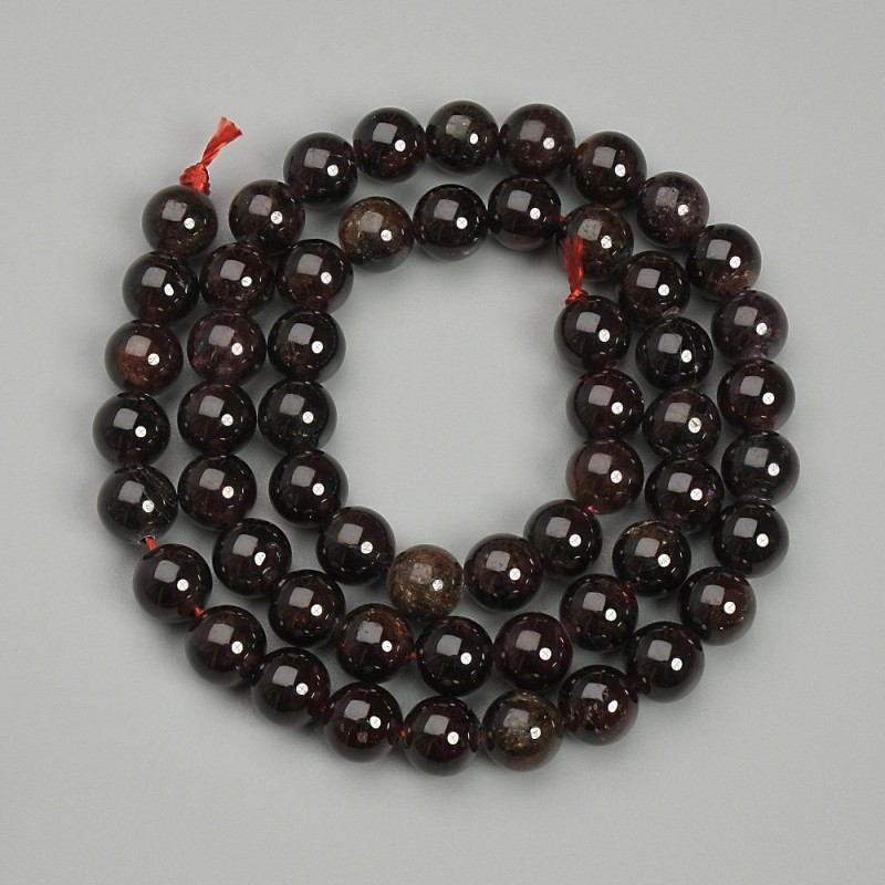 Perles boule de grenat, diamètre 7 mm ±, longueur 38 cm ±
