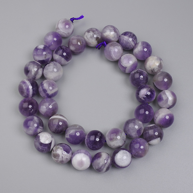 Perles d'améthyste Chevron ronde lisse, diamètre 10,5 mm ± sur fil, longueur d'environ 39 cm