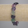 Bracelet fluorite pierre naturelle cœur, diamètre 12 mm ±, longueur 18 cm ± (élastique)
