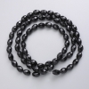 Perles sur fil en cristal tchèque noir mat, grain facetté, diamètre 8×6 mm + -, longueur 56 cm +
