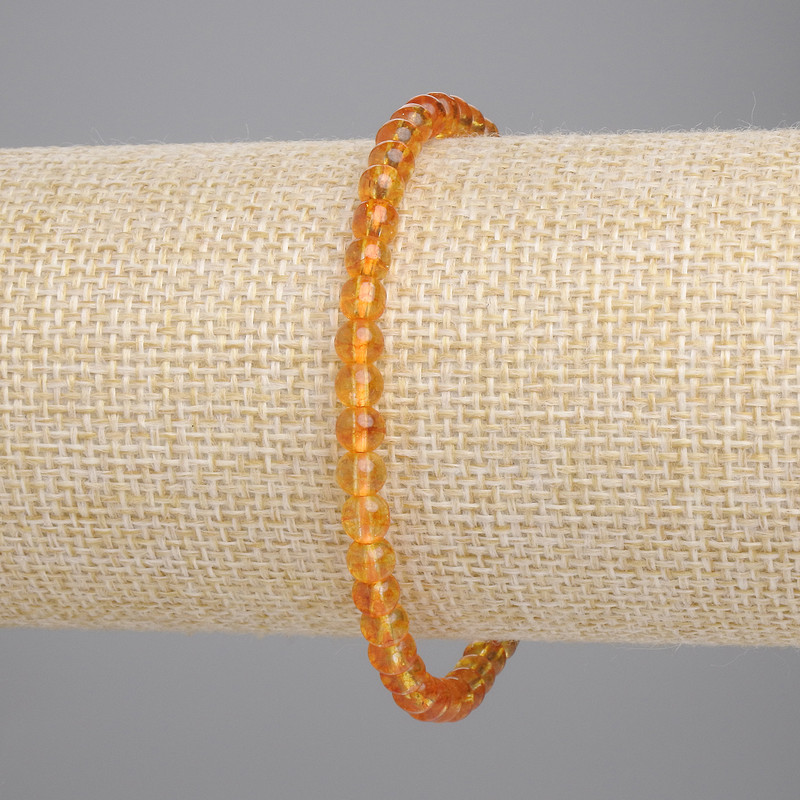 Bracelet en citrine – boules lisses de 4 mm, longueur 18 cm ± élastique
