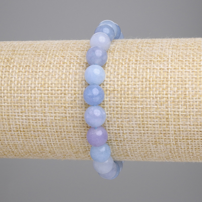 Bracelet en aigue-marine, perles rondes lisses de 8 mm +/- , longueur 18 cm +/-
