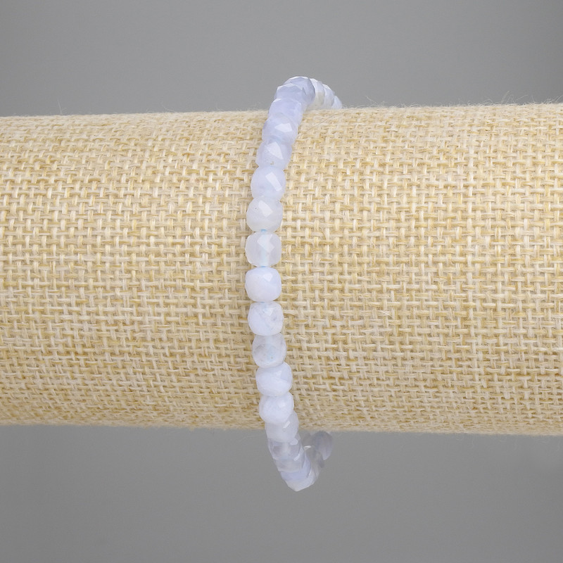 Bracelet en agate bleue facettée en cubes, diamètre 5×5 mm, longueur 18 cm, élastique