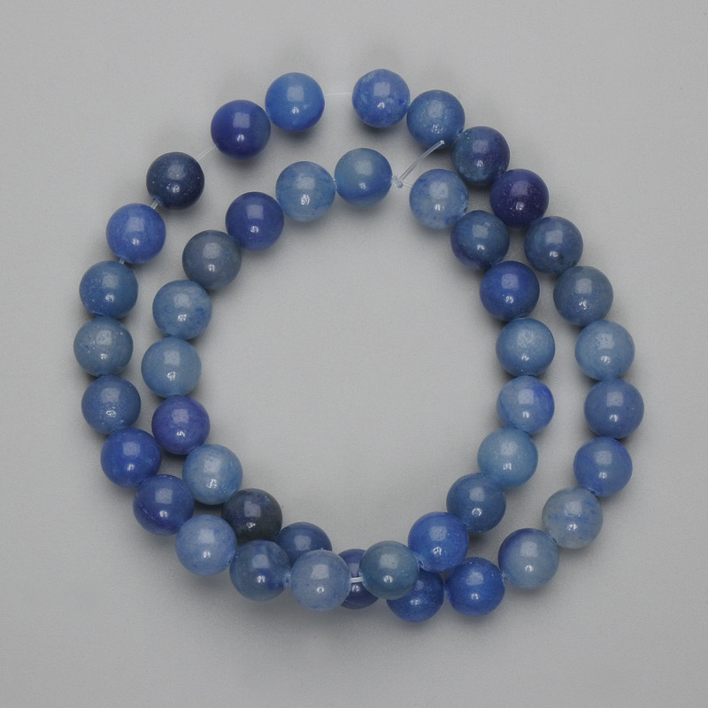 Perles en aventurine bleue, boules lisses de 8,5 mm, longueur 38 cm, sur fil