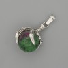 Pendentif Zoïsite Patte avec boule 18×37 mm ± métal argenté