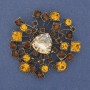 Broche Accent — cristaux et strass en métal doré 58 mm+