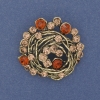 Broche-pendentif «Accent» en métal doré, strass, 37 mm +