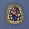 Broche-pendentif «Accent», cristaux et strass, métal doré, 45×30–40 mm+