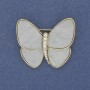 Broche papillon couleur gris clair nacrée métal doré 26×29 mm+