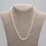 Collier de perles d'eau douce naturelles 8–8,5 × 5–6 mm (±), longueur 45 cm (±), chaîne d'extension de 5 cm