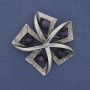 Broche Accent Améthyste, métal argenté, 60 mm+
