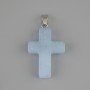 Pendentif croix en Aigue-marine 25x18 mm +-, longueur 36 mm+