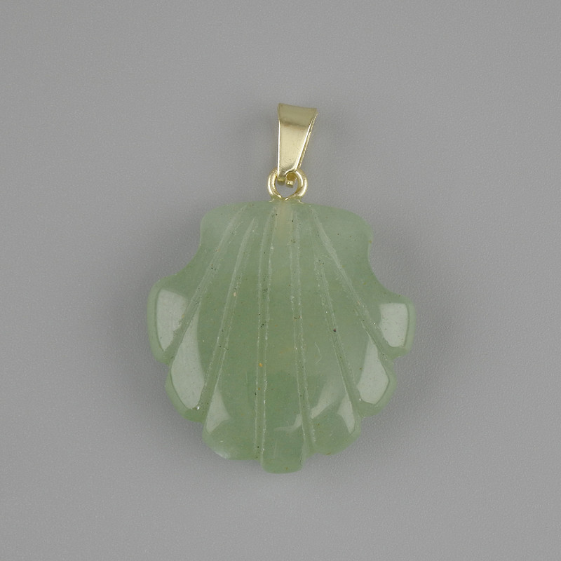 Pendentif Coquille Néphrite 22×22×mm +-, longueur 30 mm+-