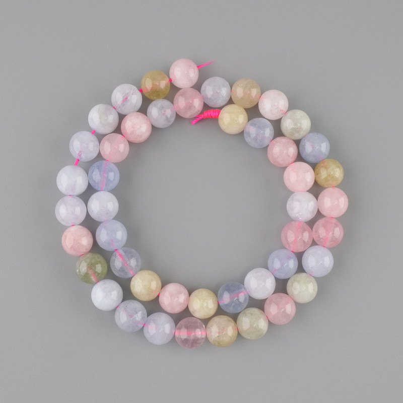 Perles Morganite sphère lisse 8,5 mm sur fil 38 cm ±