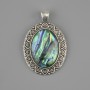 Pendentif haliotis 44×28 mm ± métal argenté