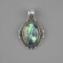 Pendentif Halite 34×21 mm ± métal argenté