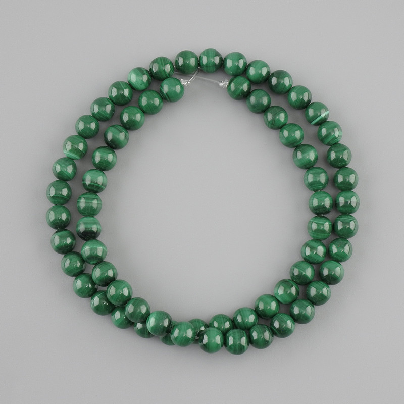 Perles de malachite naturelles, boules lisses, diamètre 6,6 mm, longueur 40 cm +/-