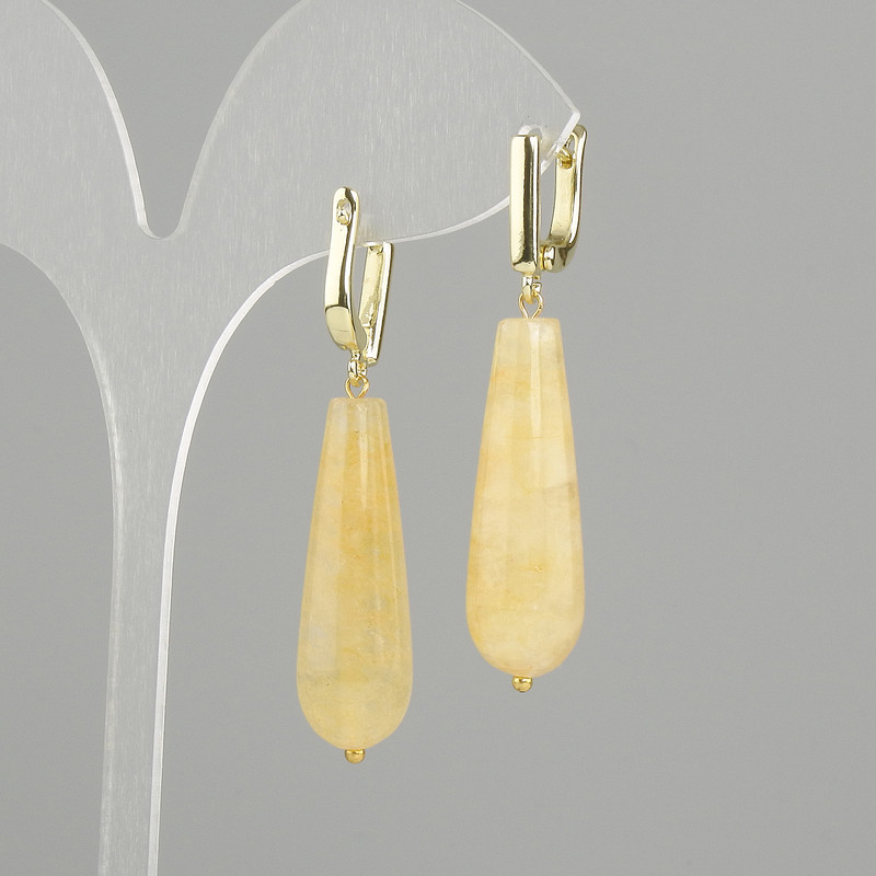 Boucles d'oreilles en citrine en forme de goutte, diamètre 32×10 mm ±, longueur 50 mm ±