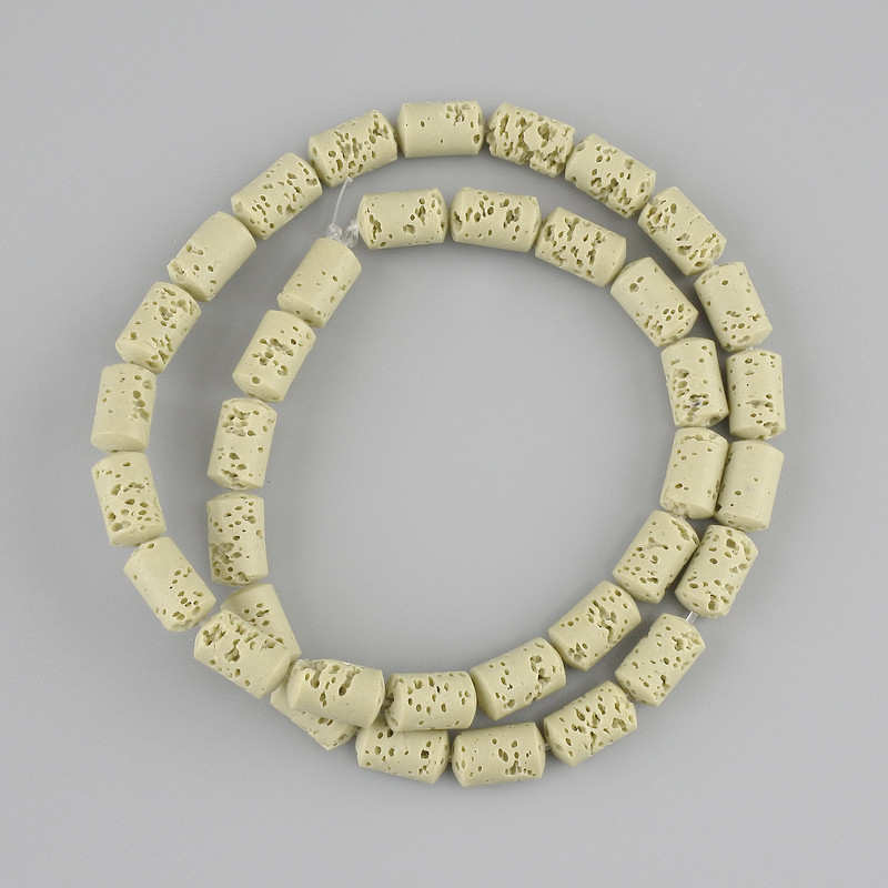 Perles de lave volcanique cylindriques, diamètre 10×6 mm, sur fil, longueur 38 cm+