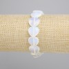 Bracelet pierre de lune opalite cœur, diamètre 14 mm, longueur 18 cm +/- élastique