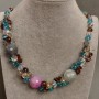 Collier en agate et cristal tchèque, longueur 55 cm+