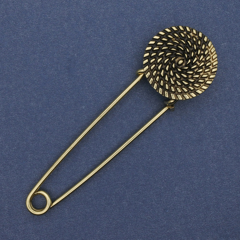 Broche-pince en métal doré, 75 × 22 mm+