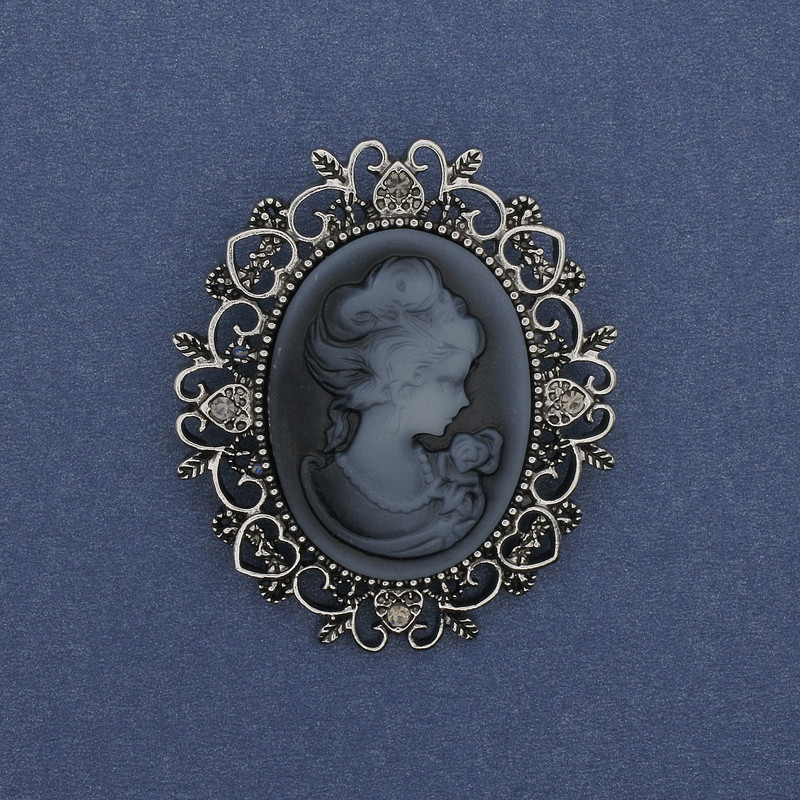 Broche-pendentif Camée Dame argenté