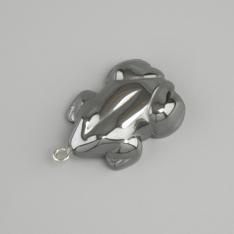 Pendentif hématite grenouille, diamètre 32×21 mm+