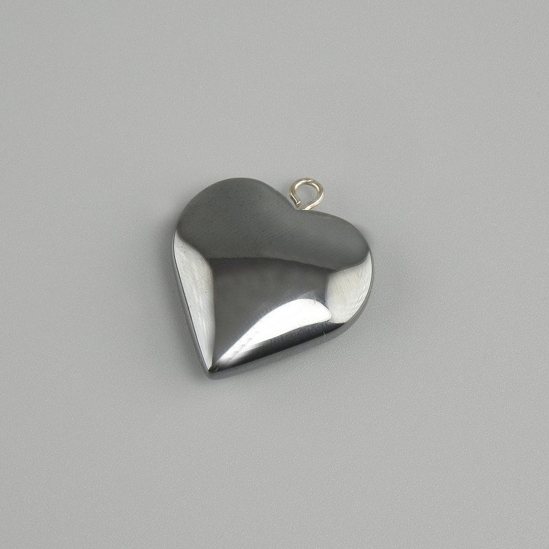 Pendentif hématite cœur, diamètre 20 × 20 mm+