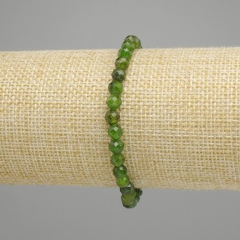 Bracelet Diopside perles facettées de 5 mm, longueur 18 cm ± élastique