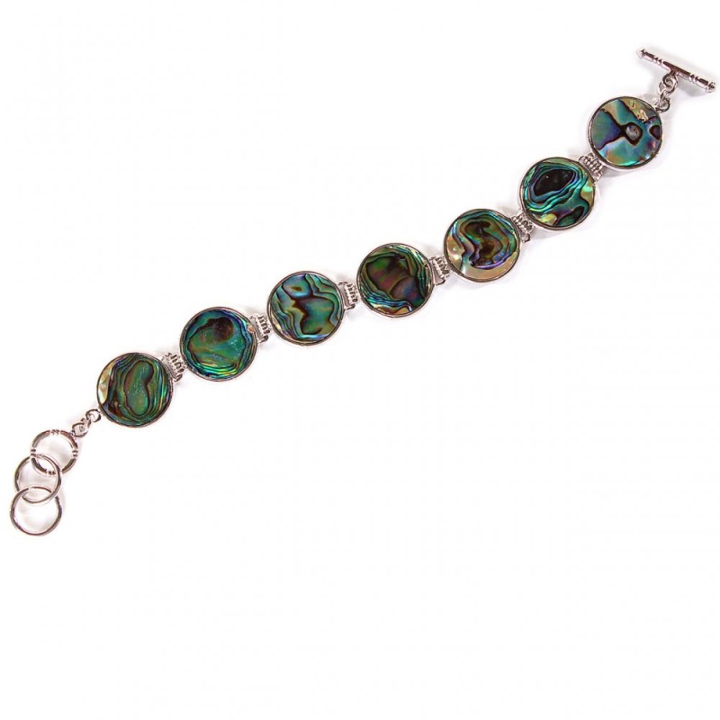 Bracelet en haliotis en solde, 7 pierres, fermoir toggle