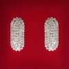 ( 45x25 mm ) Boucles d'oreilles féminines à clous, strass blancs, métal clair, pour mariage et soirée, puces ovales allongées