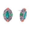 Boucles d'oreilles-puces avec cristaux verts Marquise, monture en strass, 26 × 19 mm