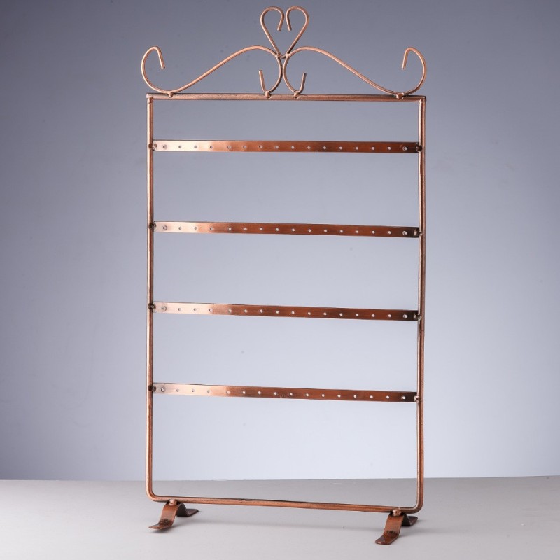 Présentoir pour bijoux en cuivre, porte-boucles d'oreilles à 4 niveaux, 37×20 cm