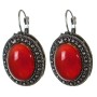 Boucles d'oreilles en promotion, monture «point croix», pierre ovale 2,5 × 2 cm, longueur 3,8 cm