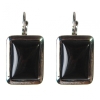 Boucles d'oreilles en agate, monture lisse, pierre rectangulaire 2,3×1,8 cm, longueur 3,5 cm, en solde