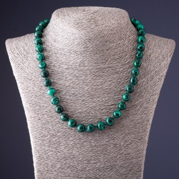 Collier en malachite (pressé), diamètre 10 mm, longueur 45 cm