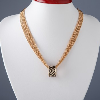 Collier à maillons avec pendentif «Anneau», longueur 45 cm, couleur métal