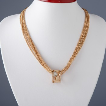 Collier à chaînes avec pendentif «Anneau», longueur 45 cm, couleur du métal