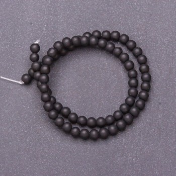 Perles de shungite lisses — boules sur fil (artificielles), diamètre 6 mm, longueur 37 cm