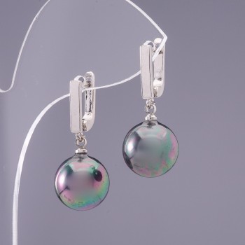 Boucles d'oreilles «Élégant» «Majorque» bleu pétrole, diamètre 12 mm