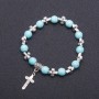 Bracelet turquoise avec pendentif Croix Ø 8 mm