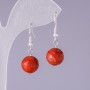 Boucles d'oreilles en corail éponge naturel, bille lisse, diamètre 12 mm, longueur 3 cm