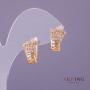 Boucles d'oreilles Xuping avec strass blancs, diamètre 10 mm, longueur 15 mm, couleur dorée