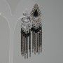 Boucles d'oreilles au style oriental avec des cristaux noirs, longueur 70 mm