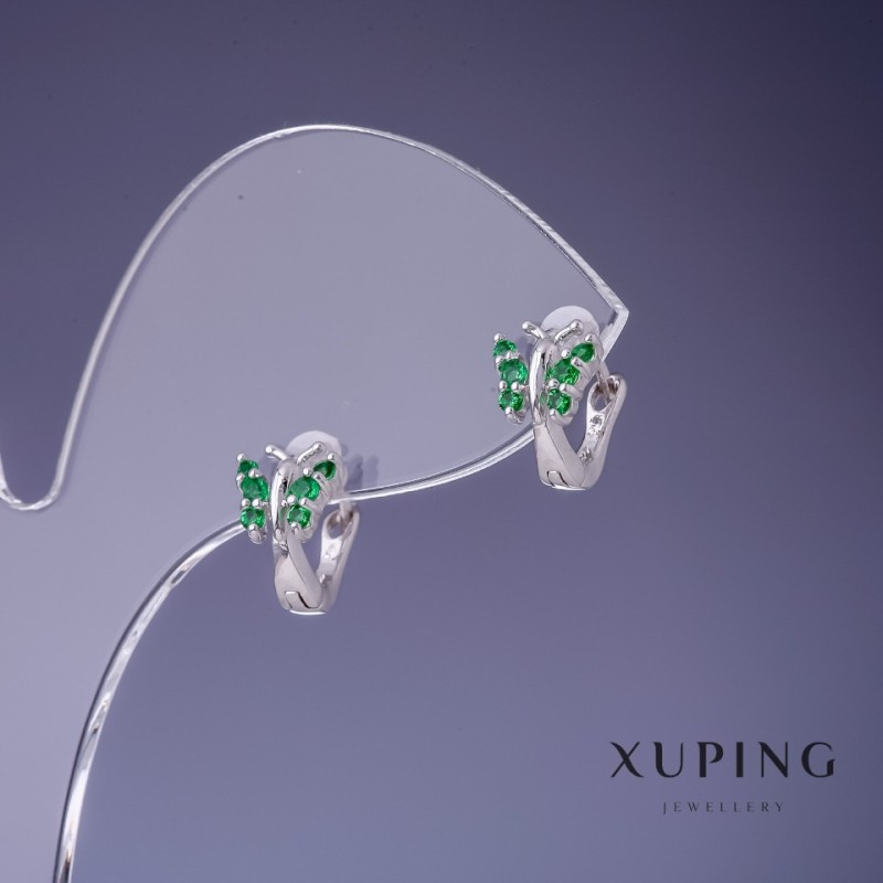 Boucles d'oreilles Xuping Papillons verts avec strass