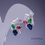Boucles d'oreilles Xuping avec cristaux multicolores 20×14 mm rhodié