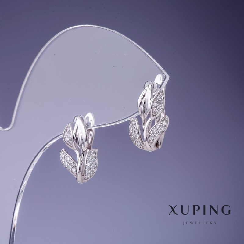 Boucles d'oreilles Xuping Feuilles 14 × 10 mm rhodié