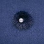 Broche en fourrure de vison violette avec une perle centrale