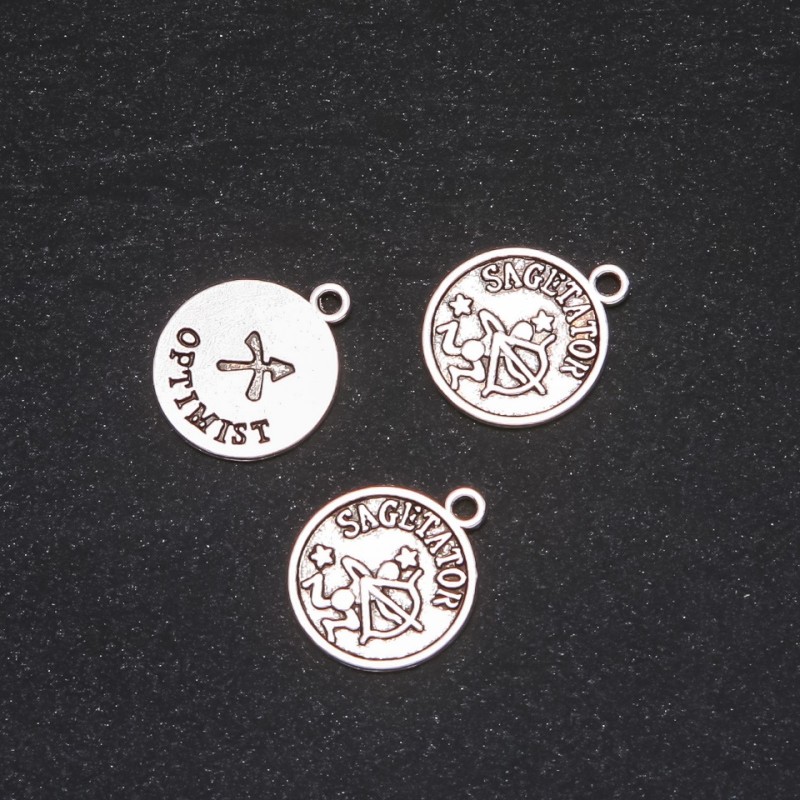 Pendentif Zodiaque Sagittaire, diamètre 17 mm, conditionnement 20 g ± 13 pièces